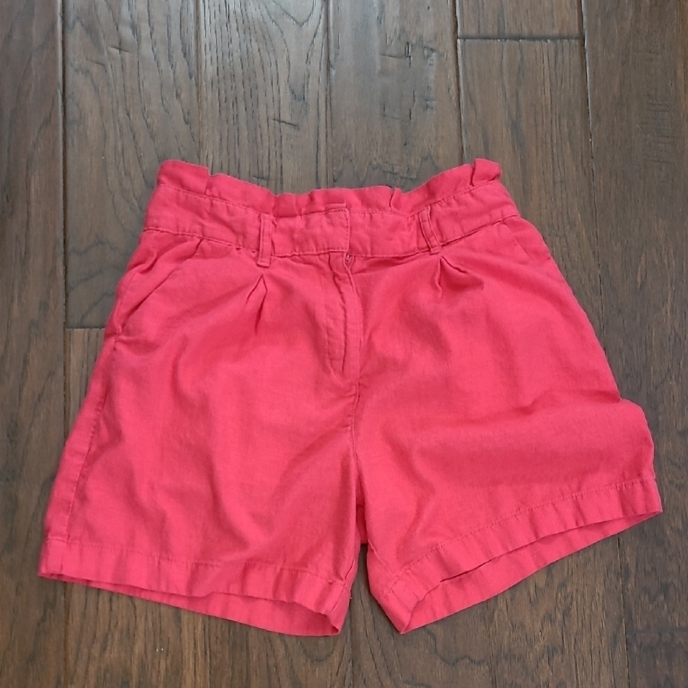 Crown & Ivy Fuchsia Linen Blend Paper Bag Waist Shorts size 4